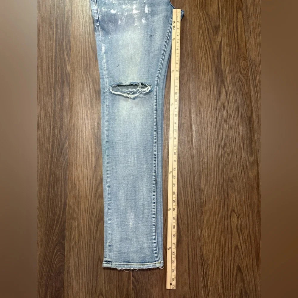 Purple Brand P001 Light Wash Paint Splatter Skinny Jeans 36